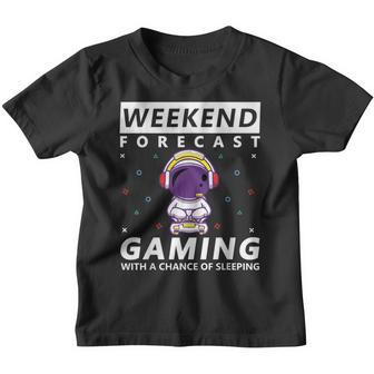 Weekend Forecast Gaming With A Chance Of Sleeping Video Game Youth T-shirt - Thegiftio UK