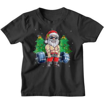 Weightlifting Fitness Gym Deadlift Santa Claus Christmas Day Youth T-shirt - Thegiftio UK