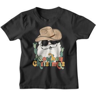 Western Country Cactus Santa Cowboy Christmas Youth T-shirt - Thegiftio UK