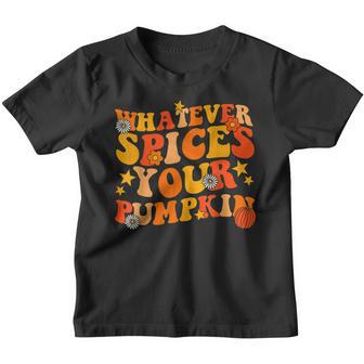 Whatever Spices Your Pumpkin Groovy Fall Autumn Halloween Youth T-shirt - Thegiftio UK