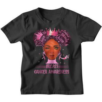 Women Black Queen African American Breast Cancer Gift Youth T-shirt - Thegiftio UK