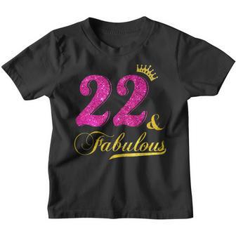 Womens 22 And Fabulous Diamond Crown Happy 22Nd Birthday V2 Youth T-shirt - Thegiftio UK
