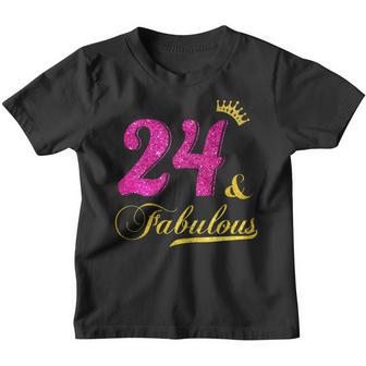 Womens 24 And Fabulous Diamond Crown Happy 24Th Birthday Youth T-shirt - Thegiftio UK