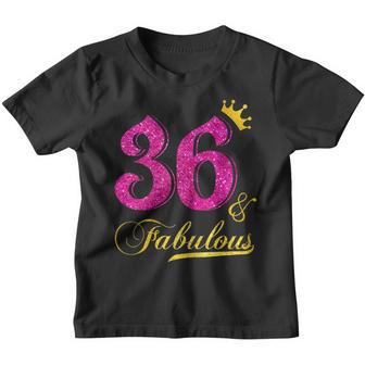 Womens 36 And Fabulous Diamond Crown Happy 36Th Birthday V2 Youth T-shirt - Thegiftio UK
