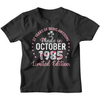Womens 37 Years Old 37Th Birthday Made In October 1985 Floral Youth T-shirt - Thegiftio UK