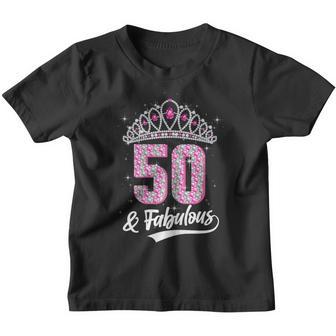 Womens 50 And Fabulous 50 Year Old Gift 50Th Birthday Girl Womens Youth T-shirt - Thegiftio UK