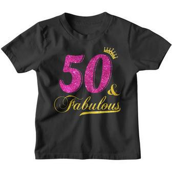 Womens 50 And Fabulous Diamond Crown Happy 50Th Birthday Youth T-shirt - Thegiftio UK