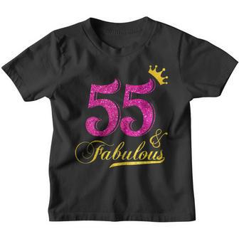Womens 55 And Fabulous Diamond Crown Happy 55Th Birthday Youth T-shirt - Thegiftio UK