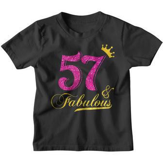 Womens 57 And Fabulous Diamond Crown Happy 57Th Birthday V2 Youth T-shirt - Thegiftio UK