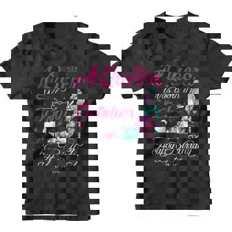 Womens A Queen Was Born In October Happy Birthday To Me Youth T-shirt - Thegiftio UK