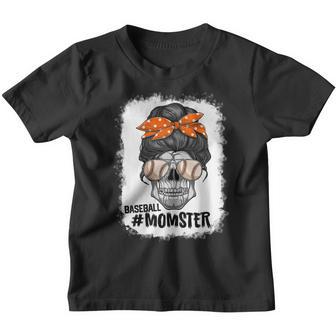 Womens Baseball Momster Womens Halloween Messy Bun Mom Ster Youth T-shirt - Thegiftio UK
