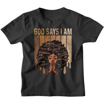 Womens Black Girl Queen God Says I Am Melanin History Month Youth T-shirt - Thegiftio UK