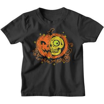 Womens Halloween Pumpkin And Skull Graphic For Men Women Youth T-shirt - Thegiftio UK