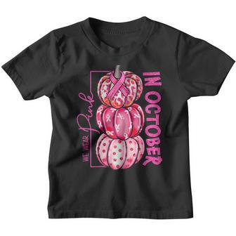 Womens In October We Wear Pink Pumpkin Leopard Breast Cancer Girls Youth T-shirt - Thegiftio UK