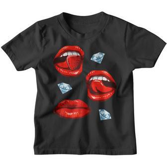 Womens Lips And Diamonds Girly Babe Mouth Sexy Gems Lip Lover Gift Youth T-shirt - Thegiftio UK