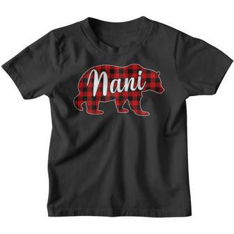 Womens Nani Bear Christmas Red Plaid Family Matching Pajamas Youth T-shirt - Thegiftio UK