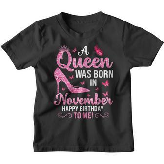 Womens November Birthday For Women Girls Queen Born In Novem Youth T-shirt - Thegiftio UK