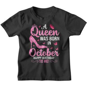 Womens October Birthday For Women Girls Queen Born In Octobe Youth T-shirt - Thegiftio UK