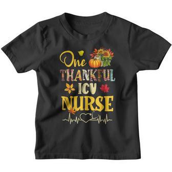 Womens One Thankful Icu Nurse Pumpkin Stethoscope Thanksgivi Youth T-shirt - Thegiftio UK