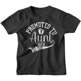 Womens Promoted To Aunt Again 2023 Cute New Aunt For Women Youth T-shirt - Thegiftio UK