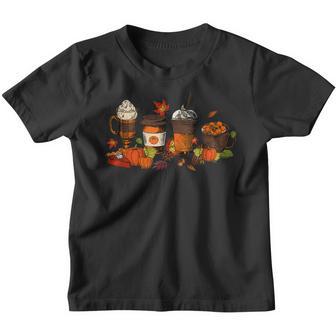 Womens Pumpkin Spice Coffee Latte Fall Autumn Season Youth T-shirt - Thegiftio UK