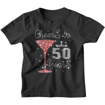 Womens Queen Princess Cheers To 50 Years Old Happy Birthday To Me V-Neck Youth T-shirt - Thegiftio UK
