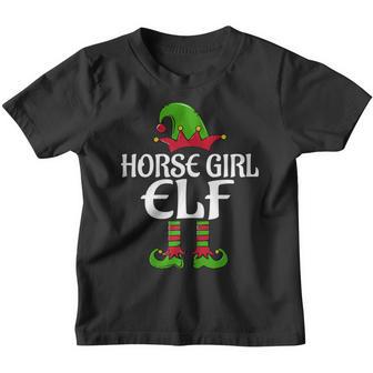Womens The Horse Girl Elf Funny Matching Family Christmas Pajamas Youth T-shirt - Thegiftio UK