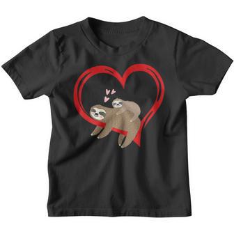 Womens Valentines Day Sloth Heart Love Funny Sloth Gift Women Girls Youth T-shirt - Thegiftio UK