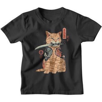 Yakuza Cat Japanese Samurai Sword Katana Japan Tiger Tattoo Youth T-shirt - Thegiftio UK