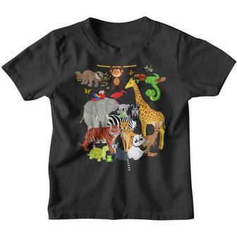 Zoo Animals Wildlife Birthday Party Zoo Day 26 Animals Youth T-shirt - Thegiftio UK