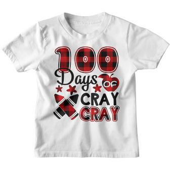 100 Days Cray Cray 100Th Day Of School Buffalo Plaid Teacher V2 Youth T-shirt - Thegiftio UK