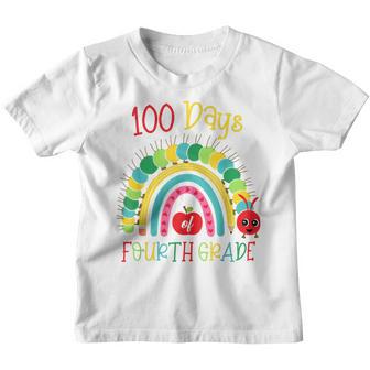 100 Days Of School Cute Rainbow Fourth Grade Back To School Youth T-shirt - Thegiftio UK