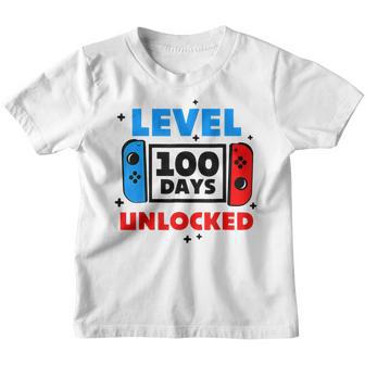 100 Days Of School Level 100 Days Unlocked Gamer Gamepad Youth T-shirt - Thegiftio UK