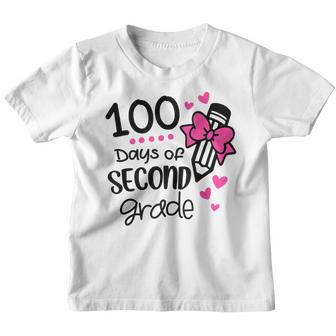 100 Days Of Second Grade Colourful Pencil With School Day Youth T-shirt - Thegiftio UK
