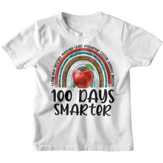 100 Days Smarter Rainbow 100 Days Of School Teacher Leopard Youth T-shirt - Thegiftio UK