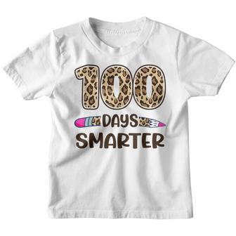 100 Days Smarter Teacher Leopard 100Th Day Of School Kids V2 Youth T-shirt - Thegiftio UK