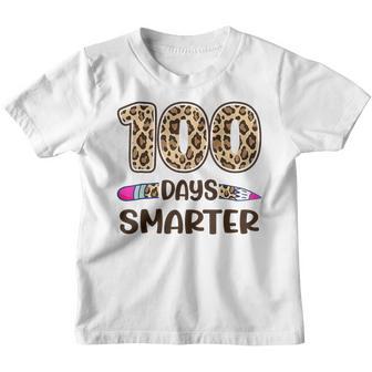 100 Days Smarter Teacher Leopard 100Th Day Of School Kids Youth T-shirt - Thegiftio UK