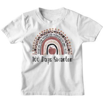 100Th Day Of School Teacher 100 Days Smarter Leopard Rainbow V4 Youth T-shirt - Thegiftio UK