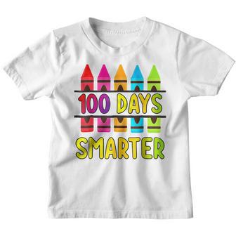 100Th Day Of School Teacher 100 Days Smarter Rainbow Pen Youth T-shirt - Thegiftio UK