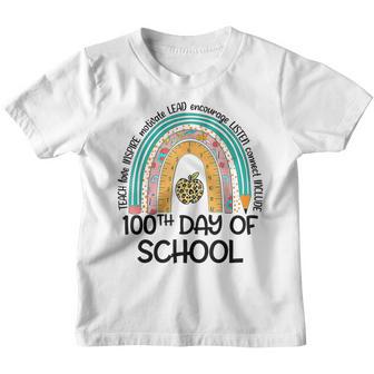 100Th Day Of School Teacher 100 Days Smarter Rainbow V16 Youth T-shirt - Thegiftio UK