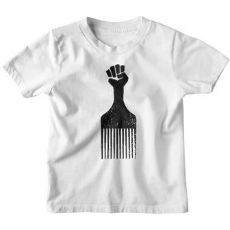 Afro Hair Pick Fist Black Pride Black History V2 Youth T-shirt - Thegiftio UK