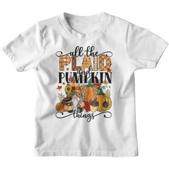 All The Plaid And Pumpkin Things Pumpking Leopard Gnome Youth T-shirt - Thegiftio UK