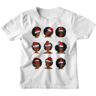 Black African Girl American Melanin Christmas Santa Hat Xmas V11 Youth T-shirt - Thegiftio UK