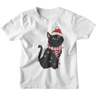 Black Cat Christmas Light Funny Cat Lover Christmas V4 Youth T-shirt - Thegiftio UK
