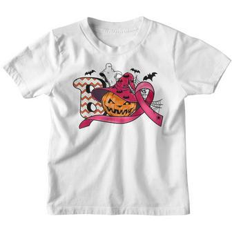 Boo Halloween Pumpkin Pink Ribbon Witch Breast Cancer Women Youth T-shirt - Thegiftio UK