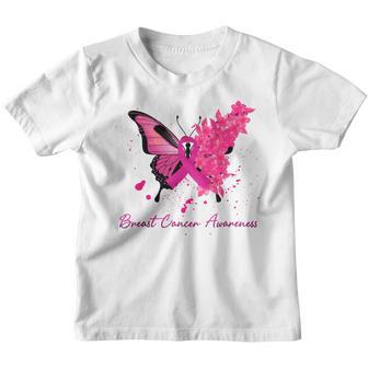 Breast Cancer Awareness Butterfly Floral Pink Ribbon Women V2 Youth T-shirt - Thegiftio UK