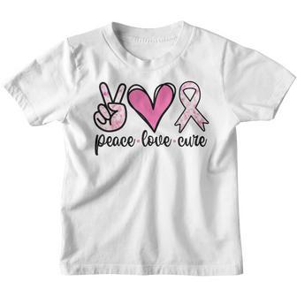 Breast Cancer Awareness Costume Pink Peace Love Cure Faith V7 Youth T-shirt - Thegiftio UK