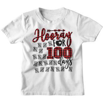 Buffalo Plaid Happy 100Th Day Of School Hooray For 100 Days V2 Youth T-shirt - Thegiftio UK