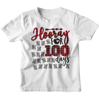Buffalo Plaid Happy 100Th Day Of School Hooray For 100 Days V3 Youth T-shirt - Thegiftio UK