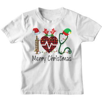 Buffalo Plaid Nurse Heartbeat Nurse Life Merry Christmas Youth T-shirt - Thegiftio UK